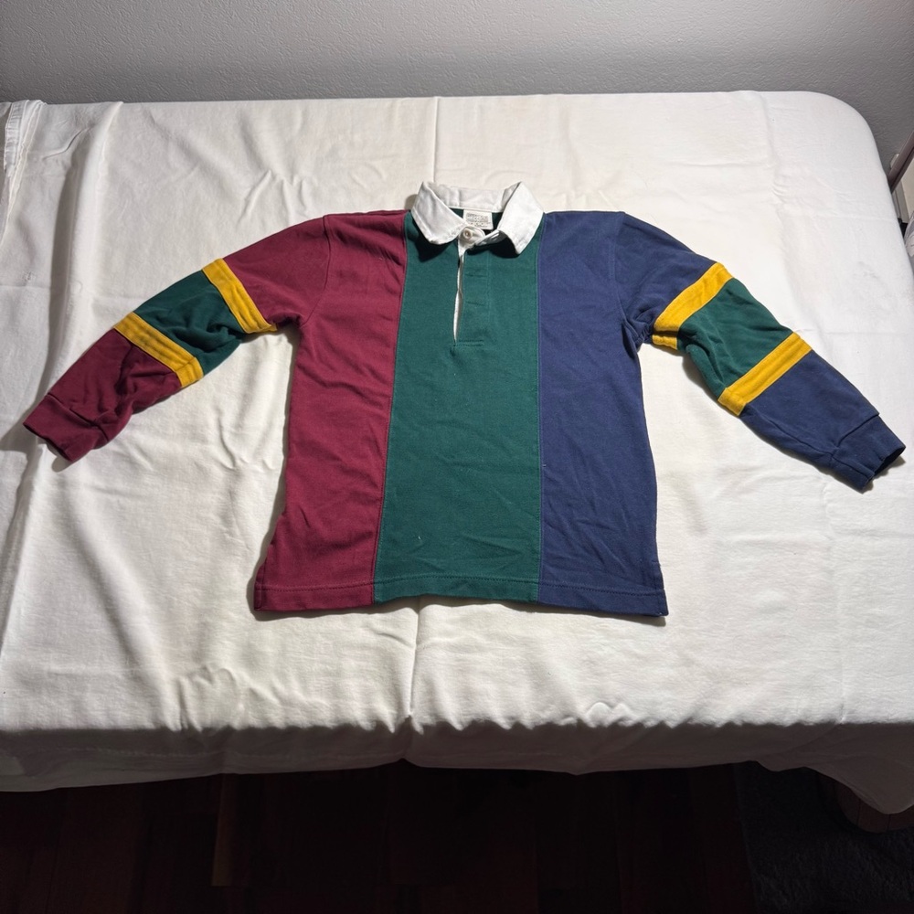 Vintage 90s Rugby Shirt Boys Size Medium (5/6) Cheetah Sport Polo